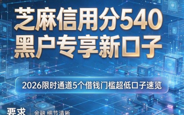 芝麻信用分540黑户专享新口子,2026限时通道5个借钱门槛超低口子速览