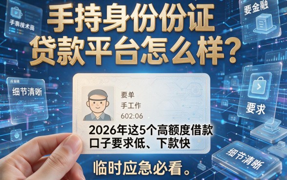 手持身份证贷款平台怎么样？2026年这5个高额度借款口子要求低、下款快，临时应急必看！