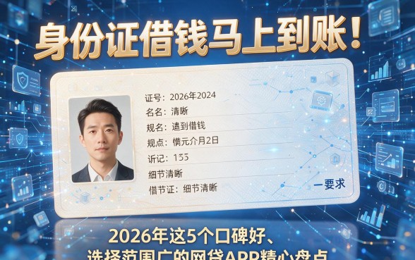 身份证借钱马上到账！2026年这5个口碑好、选择范围广的网贷APP精心盘点