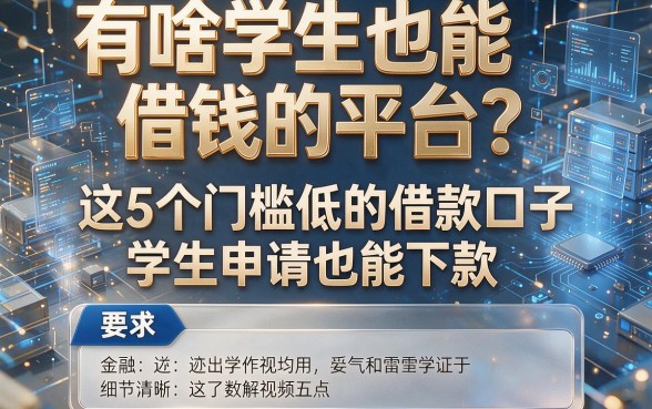 有啥学生也能借钱的平台？这5个门槛低的借款口子学生申请也能下款