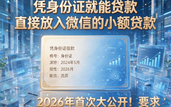 凭身份证就能贷款直接放入微信的小额贷款,2026年首次大公开!