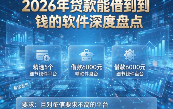 2026年贷款能借到钱的软件深度盘点:精选5个借款6000元且对征信要求不高的平台