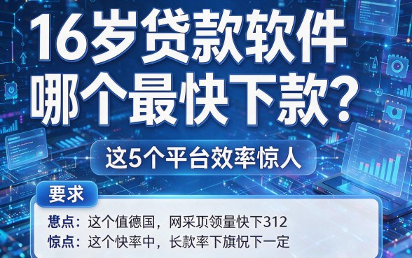 16岁贷款软件哪个最快下款?这5个平台效率惊人!
