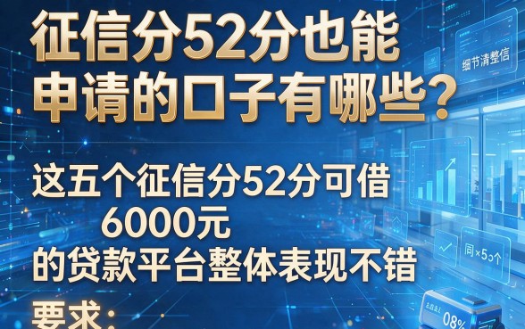 征信分52分也能申请的口子有哪些?这五个征信分52分可借6000元的贷款平台整体表现不错