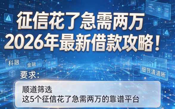 征信花了急需两万2026年最新借款攻略!顺道筛选这5个征信花了急需两万的靠谱平台