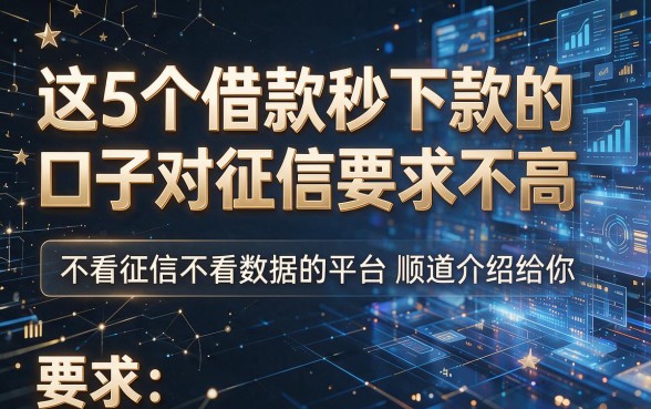 这5个借款秒下款的口子对征信要求不高,不看征信不看数据的平台顺道介绍给你