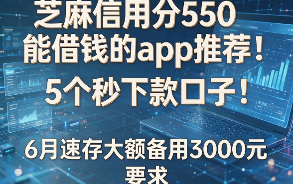 芝麻信用分550能借钱的app推荐：5个秒下款口子，6月速存大额备用3000元
