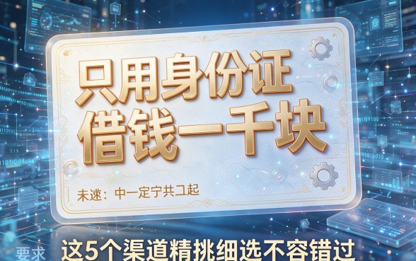 只用身份证借钱一千块,这5个渠道精挑细选不容错过