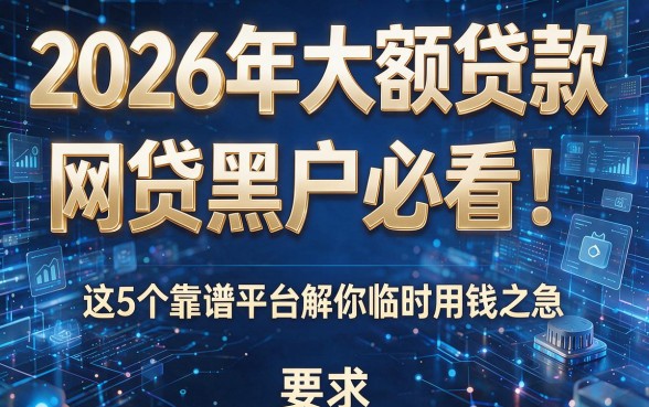 2026年大额贷款网贷黑户必看！这5个靠谱平台解你临时用钱之急