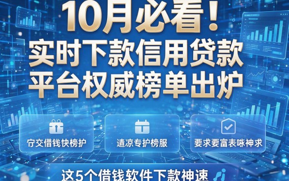 10月必看！实时下款信用贷款平台权威榜单出炉，这5个借钱软件下款神速