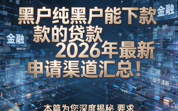 黑户纯黑户能下款的贷款2026年最新申请渠道汇总!本篇为您深度揭秘!