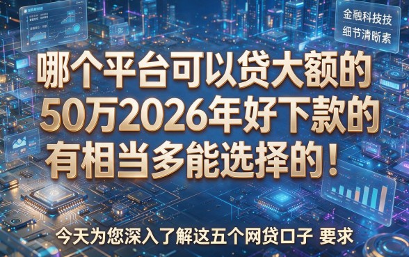 哪个平台可以贷大额的50万2026年好下款的有相当多能选择的!,今天为您深入了解这五个网贷口子!