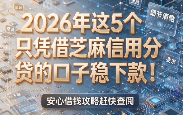 2026年这5个只凭借芝麻信用分贷的口子稳下款！安心借钱攻略赶快查阅