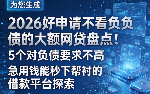 为您生成以下标题:2026好申请不看负债的大额网贷盘点:5个对负债要求不高、急用钱能秒下帮衬的借款平台探索