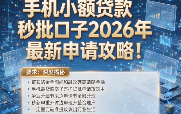 手机小额贷款秒批口子2026年最新申请攻略!本文为您深度揭秘!