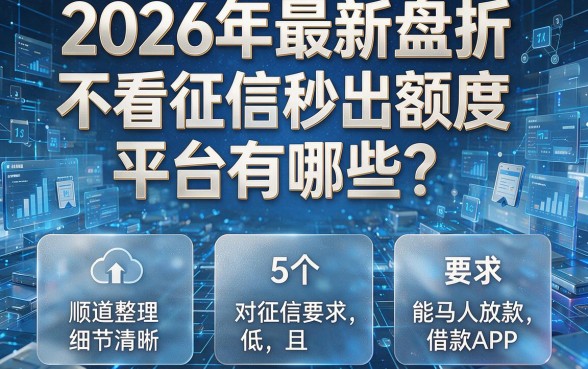 2026年最新盘点:不看征信秒出额度平台有哪些?顺道整理5个对征信要求低且能马上放款的借款APP