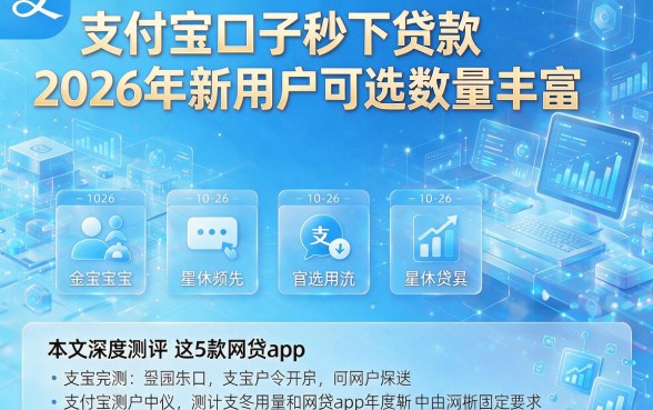 支付宝口子秒下贷款2026年新用户可选数量丰富，本文深度测评这5款网贷app！