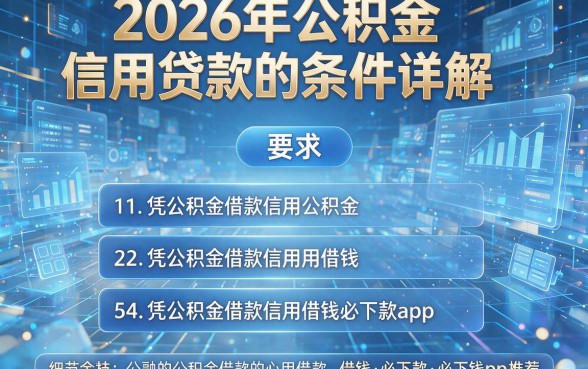 2026年公积金信用贷款的条件详解,附5个凭公积金借款信用借钱必下款app推荐