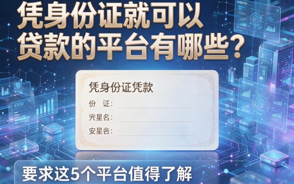 凭身份证就可以贷款的平台有哪些？这5个平台值得了解！