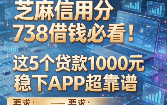 芝麻信用分738借钱必看!这5个贷款1000元稳下APP超靠谱