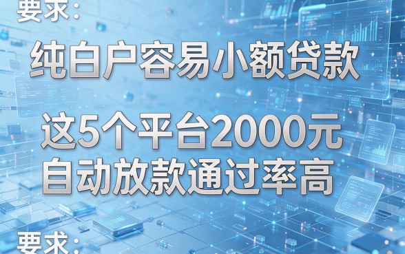 纯白户容易小额贷款，这5个平台2000元自动放款通过率高
