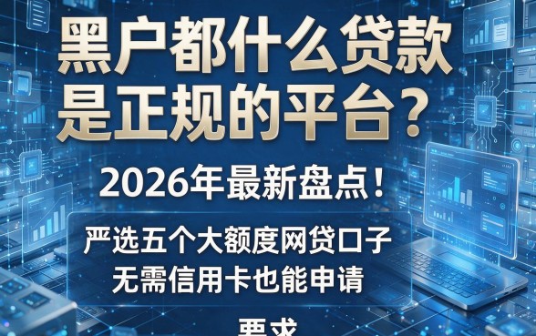 黑户都什么贷款是正规的平台？2026年最新盘点：严选五个大额度网贷口子，无需信用卡也能申请