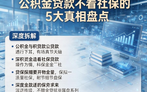 公积金贷款不看社保的5大真相盘点,本文为您深度拆解!