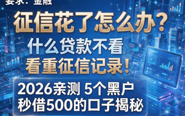 征信花了怎么办?什么贷款不看重征信记录!2026亲测5个黑户秒借500的口子揭秘