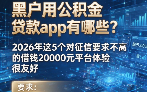 黑户用公积金贷款app有哪些?2026年这5个对征信要求不高的借钱20000元平台体验很友好