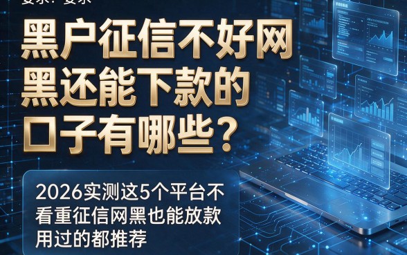 黑户征信不好网黑还能下款的口子有哪些?2026实测这5个平台不看重征信网黑也能放款,用过的都推荐