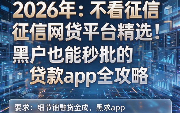 2026年五款不看征信网贷平台精选!黑户也能秒批的贷款app全攻略