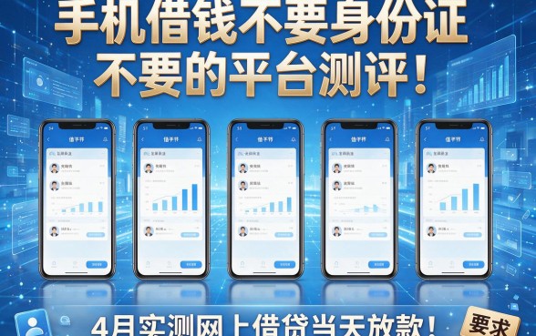 5个手机借钱不要身份证不要的平台测评!4月实测网上借贷当天放款