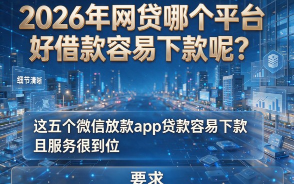 2026年网贷哪个平台好借款容易下款呢？这五个微信放款app贷款容易下款且服务很到位