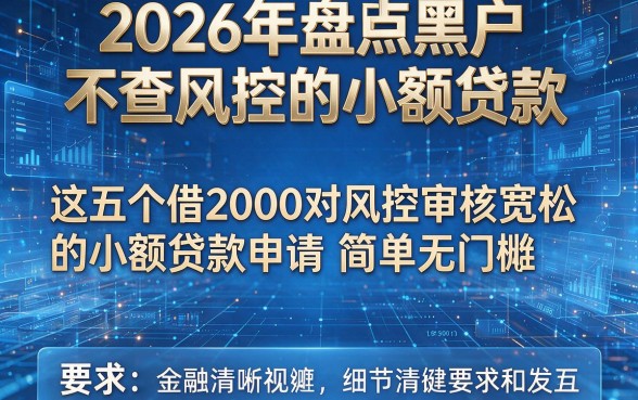 2026年盘点黑户 不查风控的小额贷款，这五个借2000对风控审核宽松的小额贷款申请简单无门槛