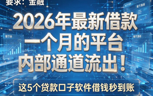 2026年最新借款一个月的平台内部通道流出!这5个贷款口子软件借钱秒到账