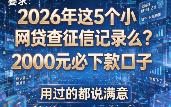 2026年这5个小网贷查征信记录么?2000元必下款口子,用过的都说满意