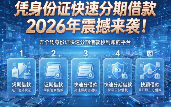 凭身份证快速分期借款2026年震撼来袭!同时揭秘五个凭身份证快速分期借款秒到账的平台