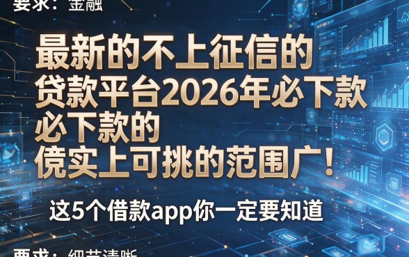 最新的不上征信的贷款平台2026年必下款的实际上可挑的范围广!这5个借款app你一定要知道!