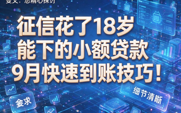 征信花了18岁能下的小额贷款9月快速到账技巧!本文为您精心探讨!