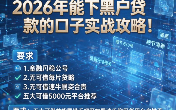 2026年能下黑户贷款的口子实战攻略!附五大可借5000元平台推荐