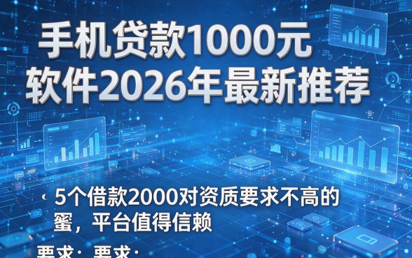手机贷款1000元软件2026年最新推荐,这5个借款2000对资质要求不高的平台值得信赖