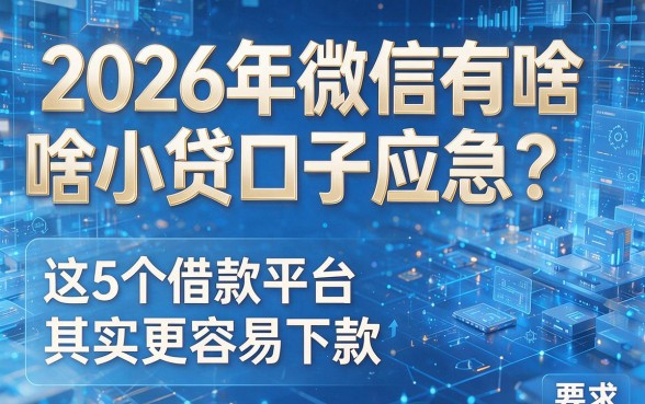 2026年微信有啥小贷口子应急？这5个借款平台其实更容易下款！