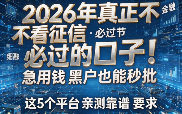 2026年真正不看征信必过的口子!急用钱黑户也能秒批,这5个平台亲测靠谱!