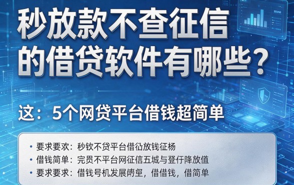 秒放款不查征信的借贷软件有哪些?这5个网贷平台借钱超简单!