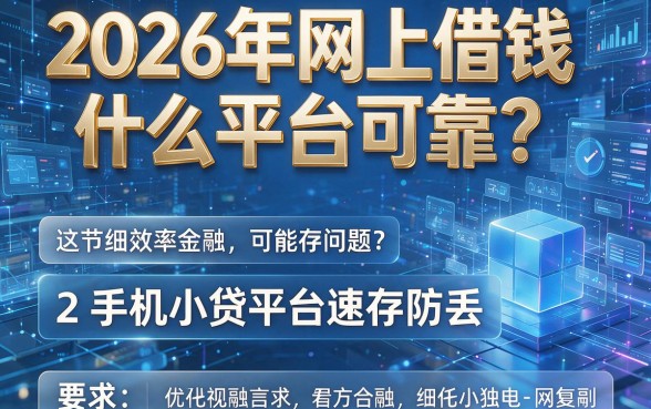 2026年网上借钱什么平台可靠？这五个手机小贷平台速存防丢！