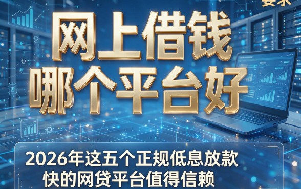 网上借钱哪个平台好,2026年这五个正规低息放款快的网贷平台值得信赖