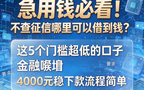 急用钱必看！不查征信哪里可以借到钱？这5个门槛超低的口子，4000元稳下款流程简单