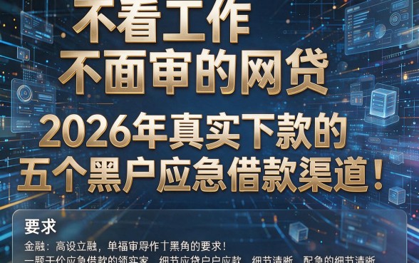 不看工作不面审的网贷,2026年真实下款的五个黑户应急借款渠道!