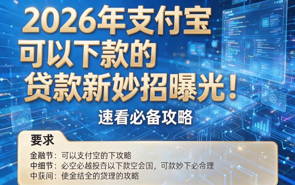 2026年支付宝可以下款的贷款新妙招曝光!速看必备攻略!