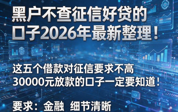 黑户不查征信好贷的口子2026年最新整理!这五个借款对征信要求不高30000元放款的口子一定要知道!